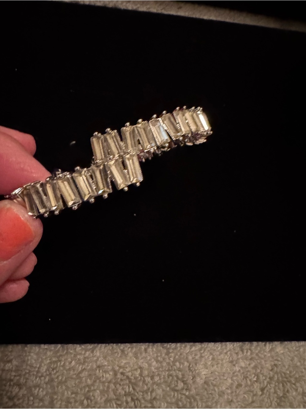 Silver Baguette-Cut Tennis Bracelet - Elegant Women's Jewelry